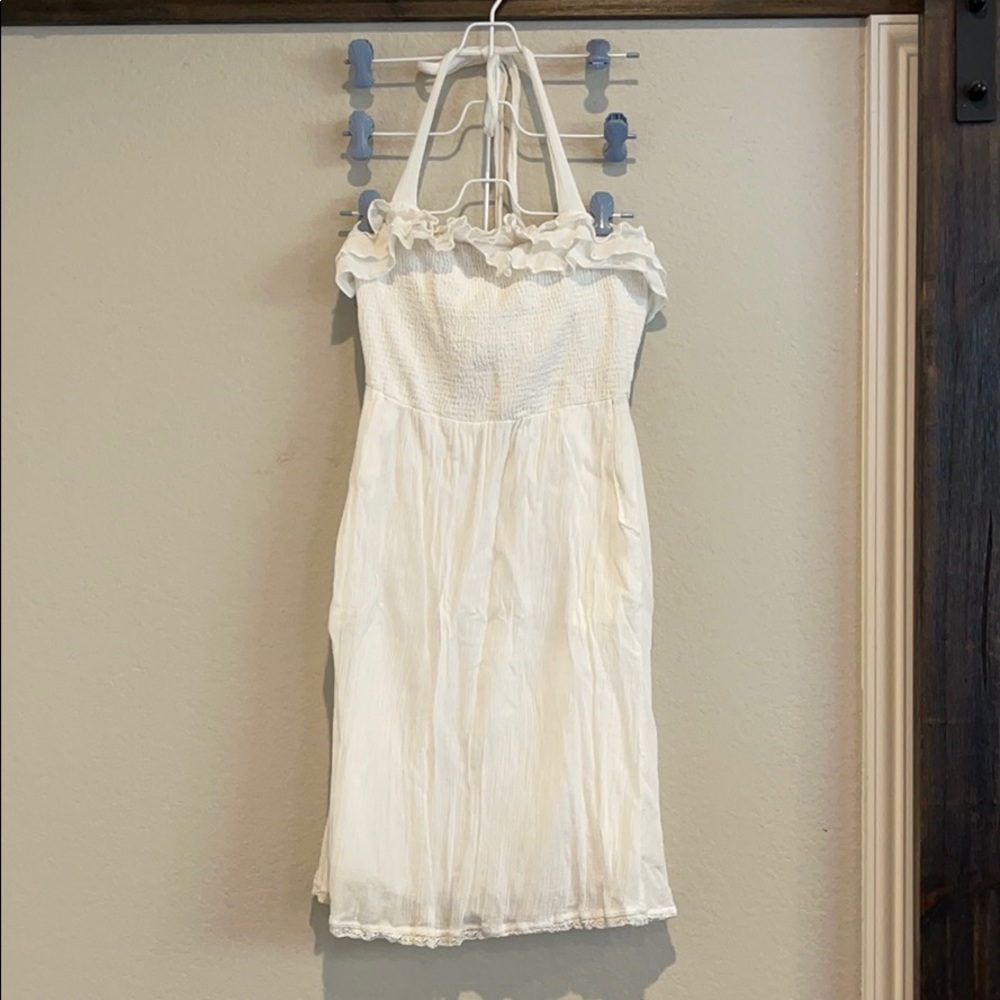 White sundress with ruffle detail